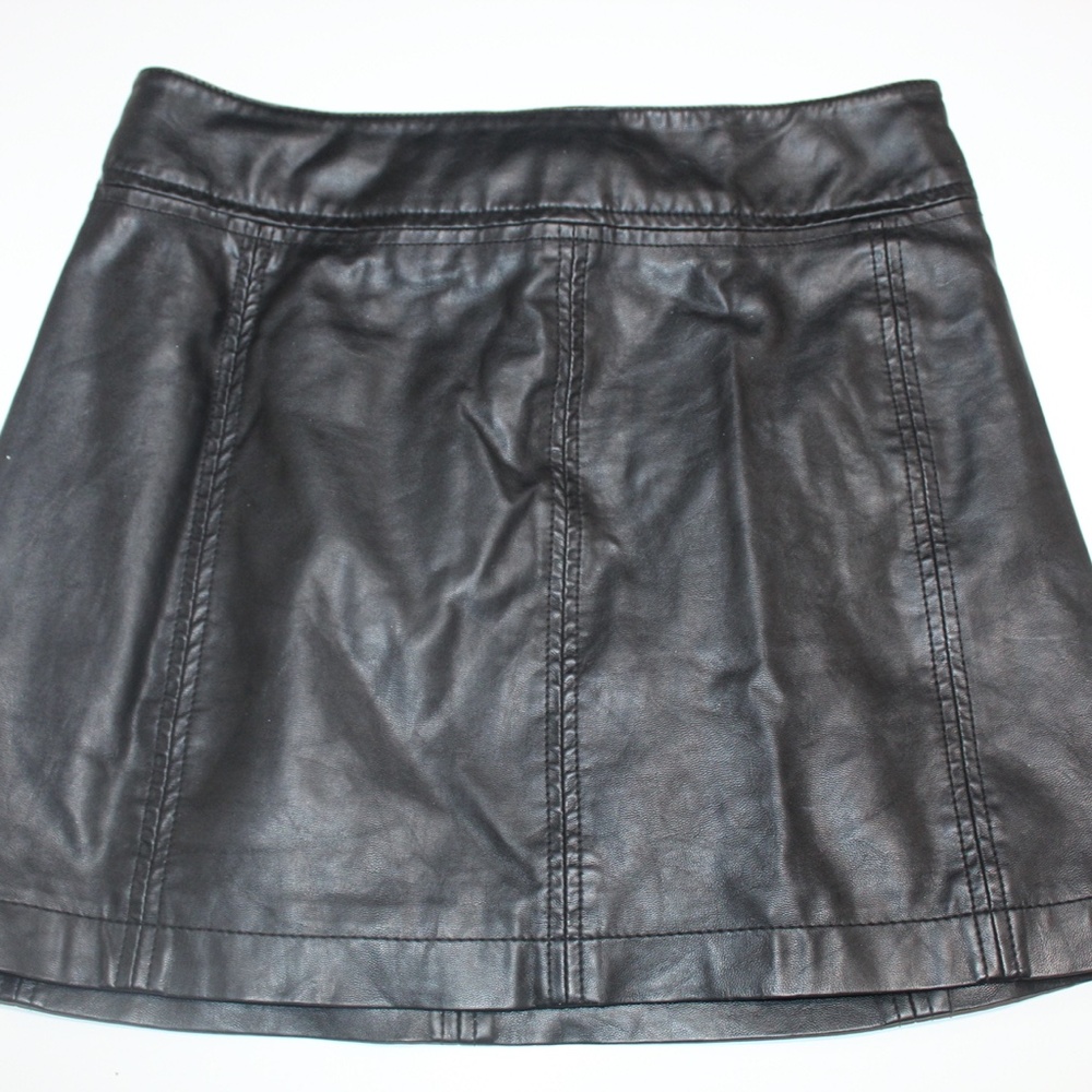 Free People Skirt A Line Zip Faux Vegan Leather 6